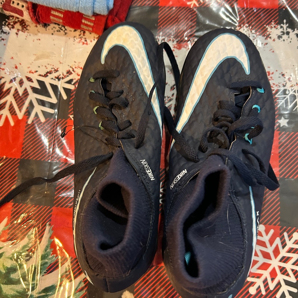 Nike Kids Black and Cream cleats (indoor)